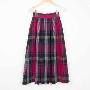 SAMANTHA SCOTT Vintage Plaid Pleated Midi Skirt